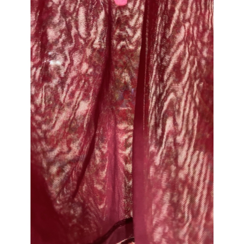 Chaps Ralph Lauren Red Paisley Mesh Ruffle V Neck Blouse Top XL 3/4 Sleeve - Picture 4 of 9